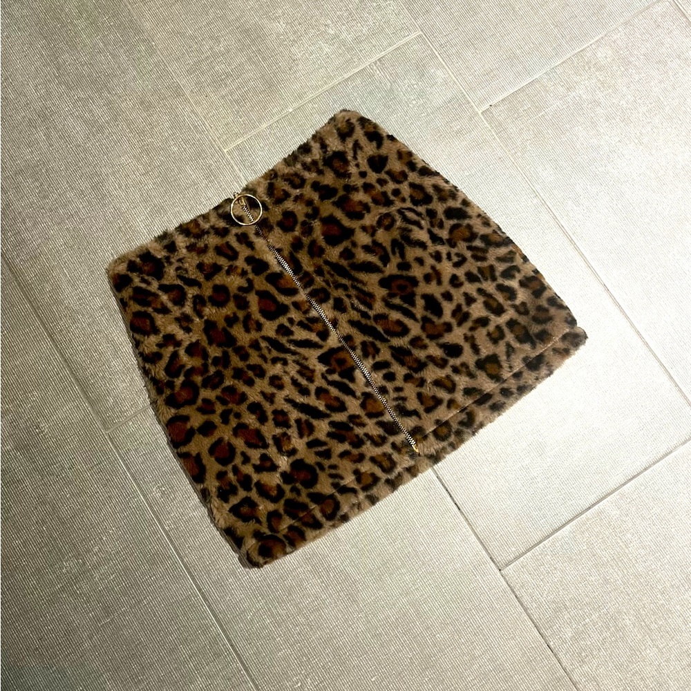 Fuzzy Leopard Mini Skirt